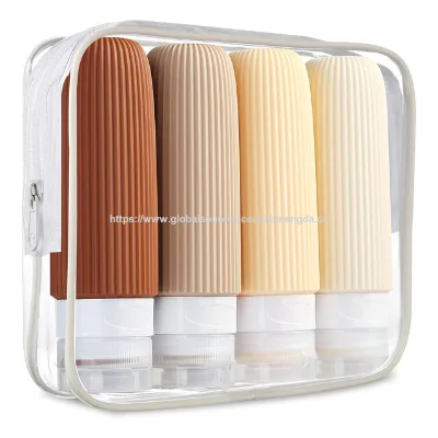 3oz Refillable Travel Toiletries Bottles ,Portable Traveling Cosmetic Set, TSA Approved Leak Proof Silicone Travel Bottle Set