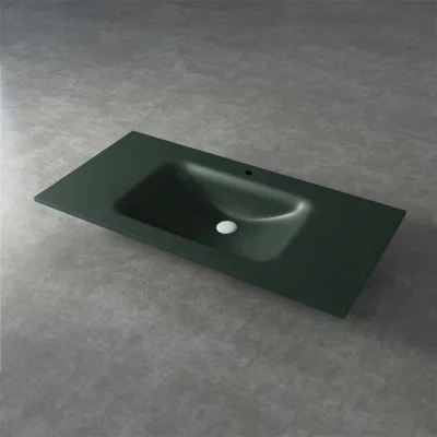 Excellent Easy Clean Modern Minimalist Wall-Mounted Marble Rock Slab Bathroom Vanities Double Sink Environmental Friendly Smart