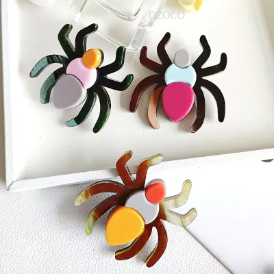 New Style Acrylic Brooch Cartoon Animal Spider Brooch Custom Brooch logo Cute Pin
