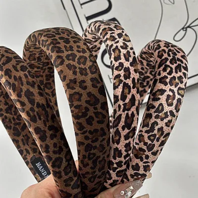 QianJin Wholesale Leopard Print Headbands for Women Girls Leopard Wide Headband Fashion Leopard Hair Band