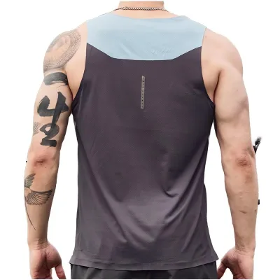 Sleeveless Breathable Eco-Friendly Knitted Polyester/Cotton Quick Dry High Street Style Sports Vest for Men Gym Fitness Outdoor