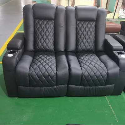2 Seater Recliner Cinema Recliner Armchair with LED Light Loveseat Power Home Sofa Recliners Theater Seating