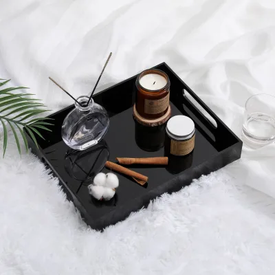 Modern Acrylic Rectangle Tray with Handles for Style Desk Organization Makeup Storage Modern Home Decor