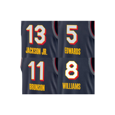 2025 New Breathable Basketball Sports Top 13 Jackson Jr 5 Edwards 11 Brunson 8 Williams Custom Team Jersey