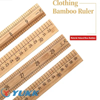 Tailor Bamboo Measuring Tape Clothing Ruler Pattern Making One Chinese Foot One Meter Straight Ruler Sewing Machine Tool