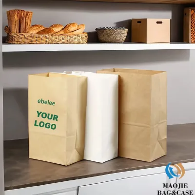 Custom Fast Food/SOS Paper Bag Packaging Bags Print Bread Packaging Customize Heat Seal Disposable Kraft Paper Brown Bag