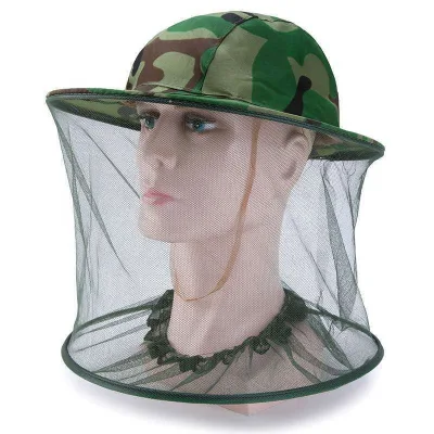 BeeKeeping Protective Bee Hat Anti Bee Two-Layer Head Top Camouflage Hat-Veil Combo Bee Hat Bug Mesh Mask Beekeeping