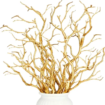 Artificial Tree Branches Plastic Antler Shaped Gold Glitter Coral Plant for Table Party Home Wedding Holiday Decoration