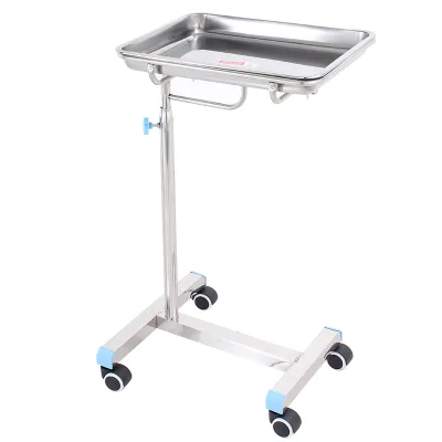 Medical Good Quality Stainless Steel Mayo Table Instrument Hospital Trolley with Wheels