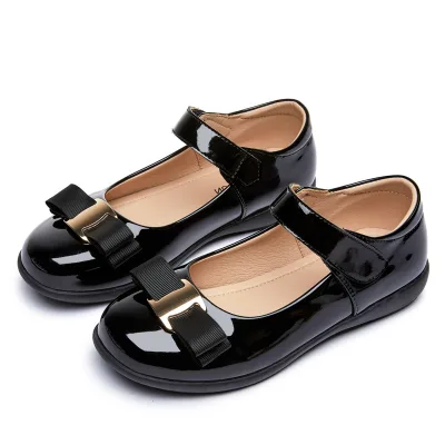 Wholesale New Girls Children's Leather Dress Shoes Princess Bow Soft Sole Student Shoes