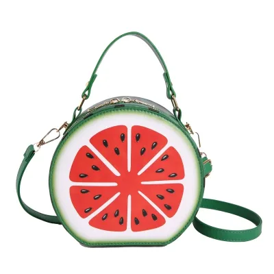 Watermelon Shape Crossbody Bags for Women 2026 Creative Fruit PU Leather Handbag Round Fashion Circular Summer Shoulder Bag
