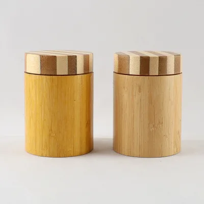 Wooden Jars 3.5G 7G Luxury Solid Bamboo Flower Container with Engraving Logo