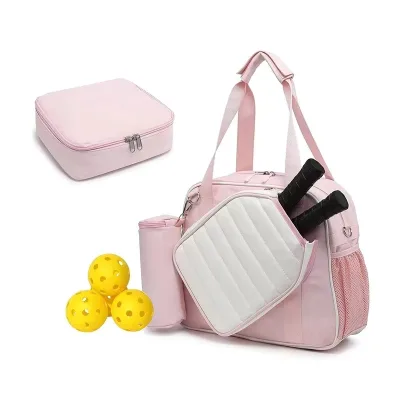 Multipurpose Nylon Waterproof Pickleball Paddle Outdoor Sports Tote Bag with Shoulder Strap for Storing Paddles and Balls