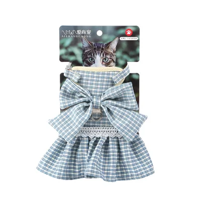2022 New Pet Products Cat and Dog Leash Free Adjustable Bow Princess Skirt Cat Breast Back