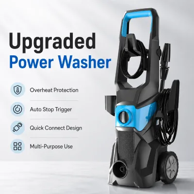 Upgraded Electric Pressure Washer High Power Cleaner with Auto Stop Overheat Protection Quick Connect for Car Wash