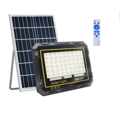 Super Brightness Wall Mounted Home Courtyard Automatic Lighting 100W Solar Rechargeable Battery Flood Light Emergency Lamp IP67