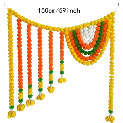 Indian-style Marigold Plastic Door Curtain Pendant Garland Series for Day of the Dead Diwali Wedding Decorations