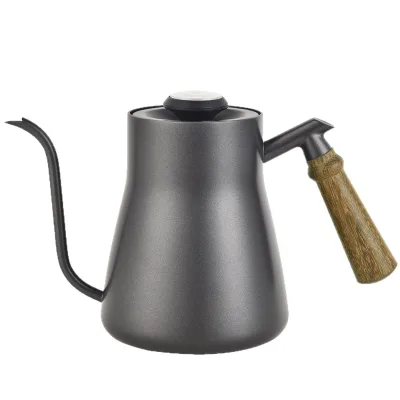 Thermometer Hand Brewed Coffee Pot Hand Brewed Coffee Pot Fine Mouth Long Mouth Household Wooden Handle Coffee Pot