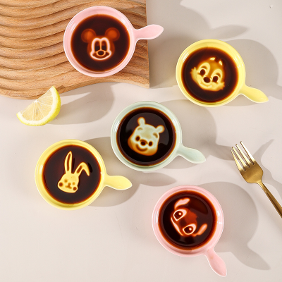 Embossed Cartoon Sauce Dish Kitchen Household Soy Sauce Dishes Ceramic