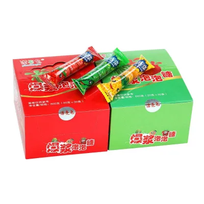 Confectionery Manufacturer Watermelon Shape Bubble Gum Fruity Chewing Gum with Fruit Jam Filling