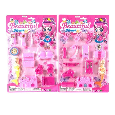 Promotion Dollar Shop Selling Cheap Price Plastic Kids Playing Mini Toy Doll House Play Set With Furniture