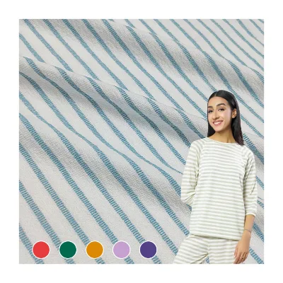 100% Certified Organic Raw Cotton Yarn Dyed YD Striped Jersey Fabric for T Shirt