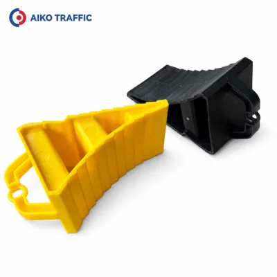 Aiko Black Wheel Chocks High Visibility Non-Slip Rubber Design Model Aiko123 Export Packaging for Roadside Safety