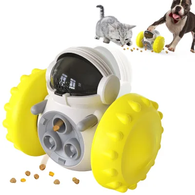 Robot Shaped Balance Car Treat Dispenser Toy for Cats and Dogs Interactive Play and Feeding