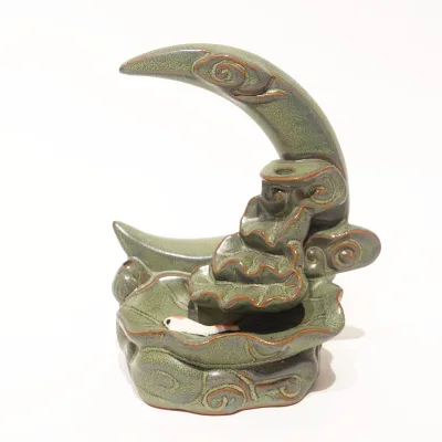 Popular Creative Colorful Moon Shaped Reflux Incense Burner, Smoke Waterfall Incense burner