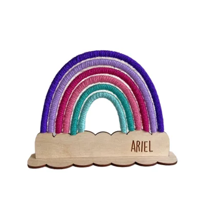 Personalized Rainbow Craft Kit - Lasercut Wood - Yarn & Tools Included