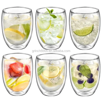 2024 Home Heat-resistant Double Wall Glass Cup Beer Coffee Cups Handmade Healthy Drink Mug Tea Mugs Transparent Drinkware
