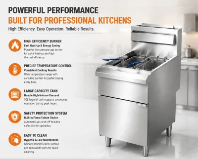 High Quality Commercial 2 Tanks Consisten Temperature Fast Heat up Vertical Gas Deep Fryers Machine for Restaurant