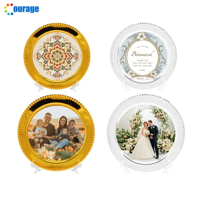 New Alloy 8 Inches 10 Inches Blank Sublimation Plate Gold Silver Color Sublimation Ornament Plated with Aluminum Sheet