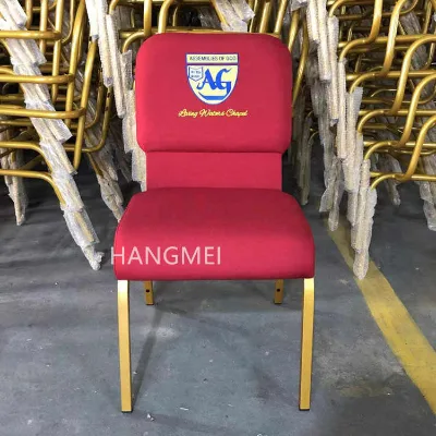 Manufacturer Sale Upholstered Steel Frame Stack Padded Church Chair for Gym School Hotel Bedroom Living Room Hospital Use