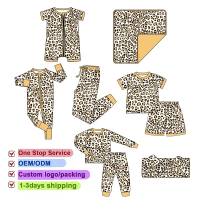 Wholesale Bamboo Pajamas Suit for Kids Warm and Soft Casual Loungewear with Cartoon Smile Print for Boys