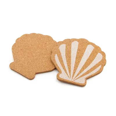Extra Thick 4 Inch Diameter Reusable Cork Coasters Irregular Round Edge Square Pattern Coaster Set Wooden Drink Coaster