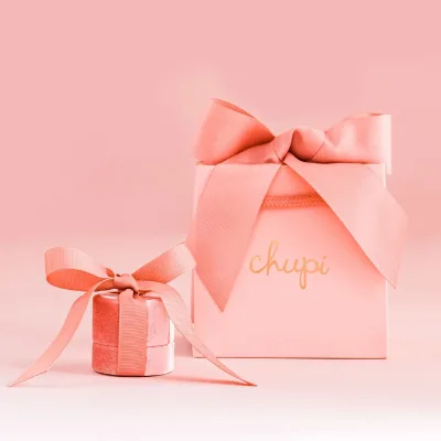 New Arrival Shopping Gift Jewelry Packaging Paper Bag Luxury logo Shopping Bag Round Velvet Ring Earring Jewelry Box with Handle