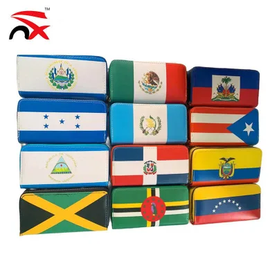 Wholesale Custom logo Low Price Leather Country Flag Haiti Designer Wallets for Promotional Gift