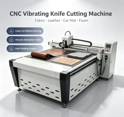 High Precision Servo Oscillating Knife Cutter Auto Feeding With Creasing Punching Function for Garment Luggage Sample Making