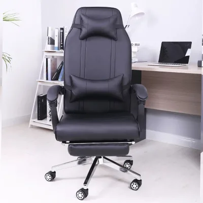 Pu Leather High Back Gaming Chair with Massage and Swivel Function