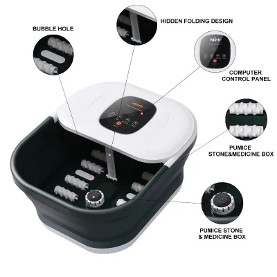 CE ROHS ETL Certifiicaton Wireless Remote Control Portable Foot Spa Massager with Heat Bubble for Pedicure Foot Basin