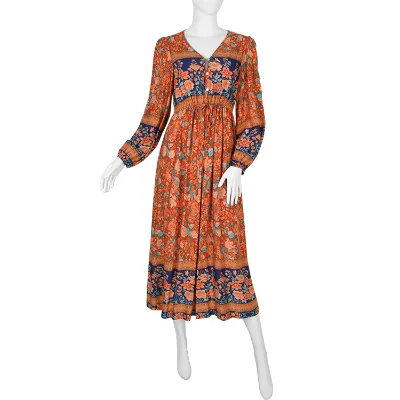 Spring Private Label HSD Lady Woolen Polyester Floor-Length A-Line Elegant Casual Dresses for Women
