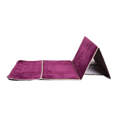 2024 Muslim Foldable Prayer Mat Wholesale with Pocket Islamic Plain Prayer Mat Sejadah Prayer Mat with Backrest