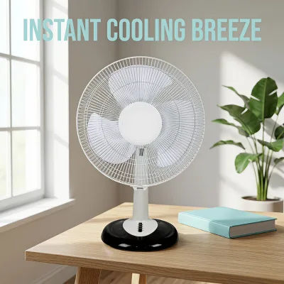 Commercial Multi-Spec Table Fan 16 Inch Metal Grill 3 Blade Desktop Fan with Stable Round Base for Retail Shop Counter