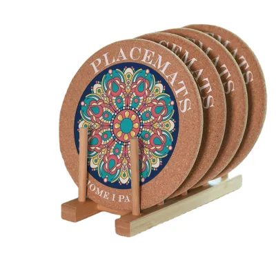 Custom Your Logo Wood Placemats Cork Wooden Coaster Kitchen Accessories with Full Color Printing Placemat for Plates