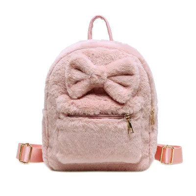 Wholesale Custom Fashion Kawaii Plush Backpacks Winter Small Fur Backpack for Girls