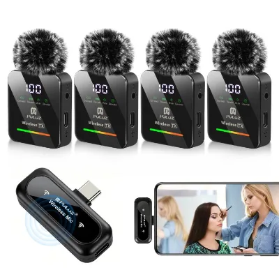 PULUZ Wireless Lavalier Microphone for Type-C Phone, Type-C Receiver and 4 X Microphones