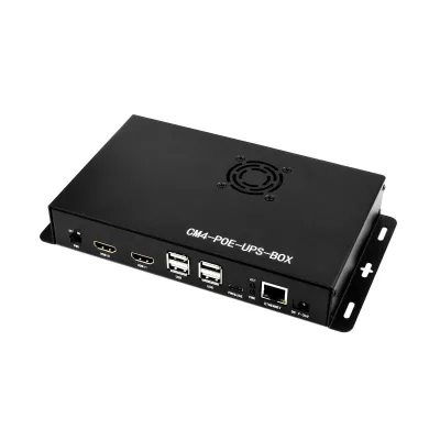 PoE UPS Base Board/Mini-Computer Designed for Raspberry Pi Compute Module 4, Gigabit Ethernet, Dual HD, Quad USB2.0