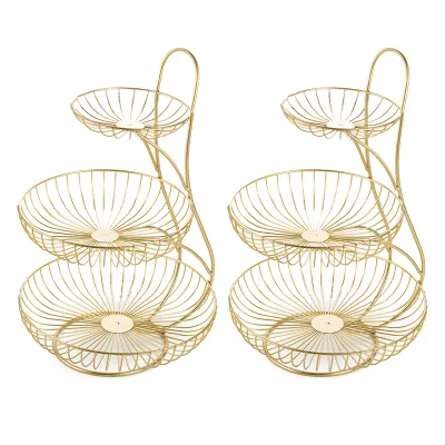 Hot Sale Kitchen Living Room Metal Wire Wrought Iron Snacks Fruit Storage Basket