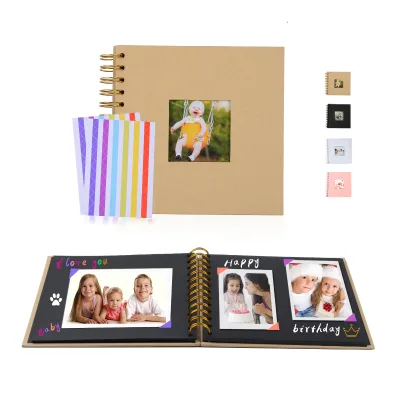 40 Pages Scrapbook Album Craft Paper Photo Album for Wedding and Anniversary with Scrapbooking Stickers Family DIY Scrapbook